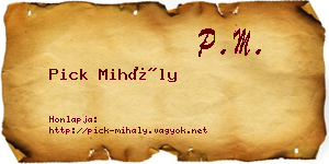 Pick Mihály névjegykártya